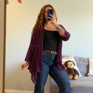 Dressbarn Plum Purple Whimsigoth Knit Cardigan 1X